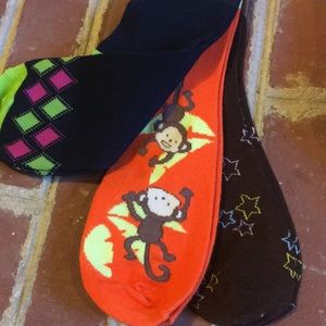 Three, 3-packs of super fun fashion socks.